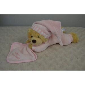 All Mine Baby's First Bear Teddy Plush Stuffed Animal Toy Pink White Tan Blanket